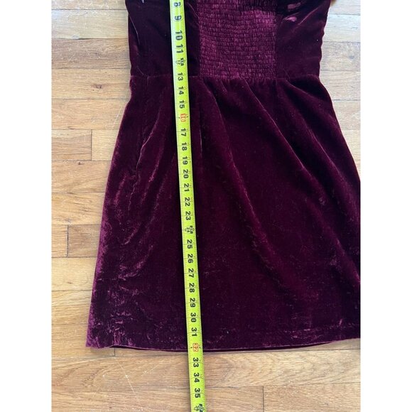 House of Harlow 1960 x  Burgundy Velvet Shoulder Tie Maroon Dress S A001467 - Picture 5 of 6
